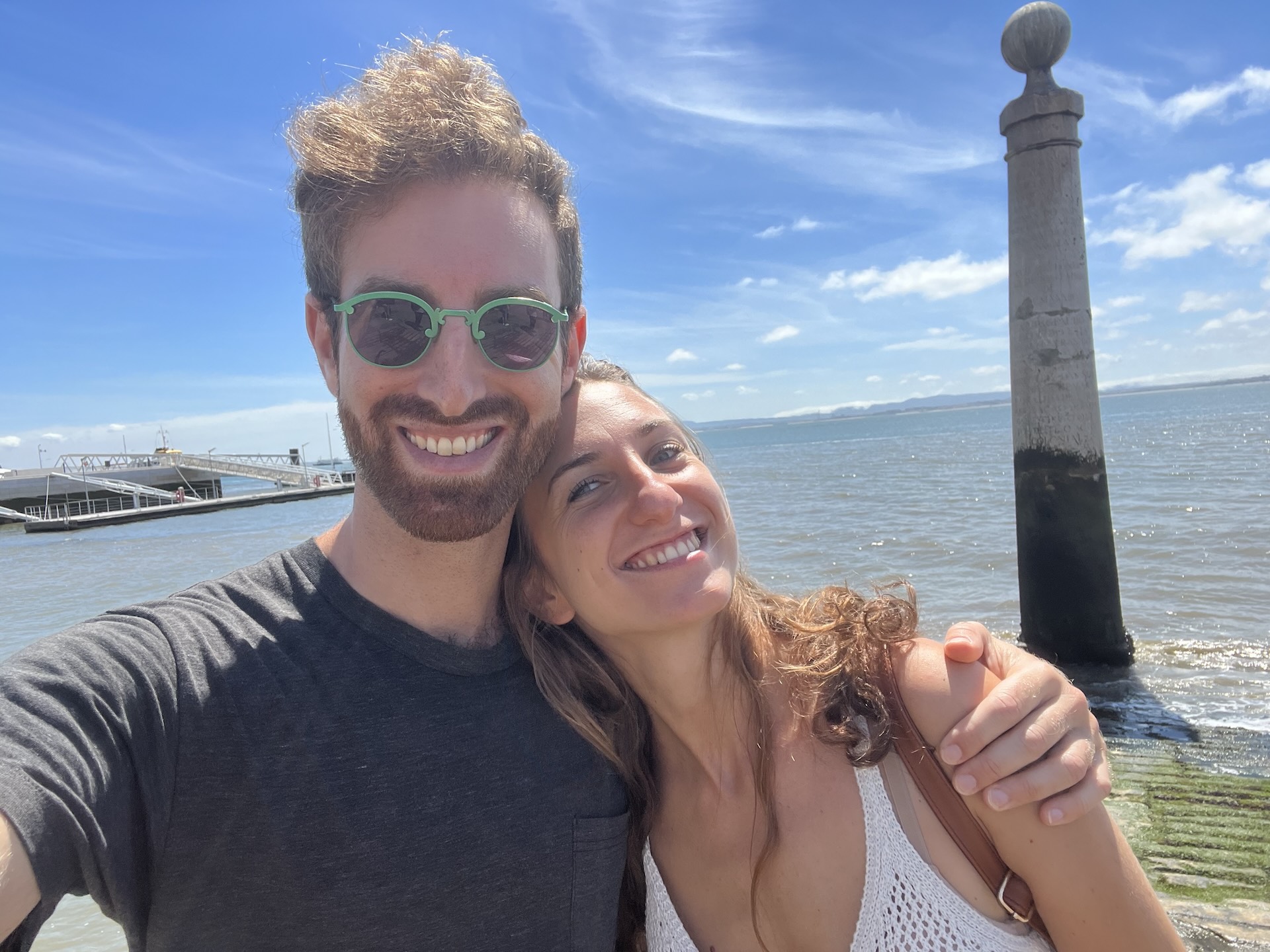Eleonora and Aaron at O Cais das Colunas in Lisbon.